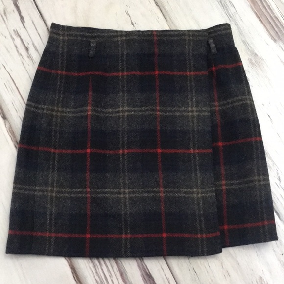 Eddie Bauer Dresses & Skirts - Eddie Bauer wool wrap skirt tartan plaid grey 18